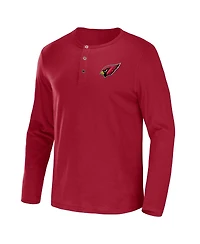 Men's Nfl x Darius Rucker Collection by Fanatics Cardinal Arizona Cardinals Slub Jersey Henley Long Sleeve T-shirt