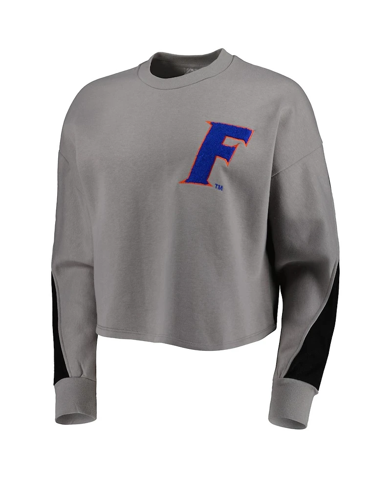 Women's Gameday Couture Gray Florida Gators Back To Reality Colorblock Pullover Sweatshirt