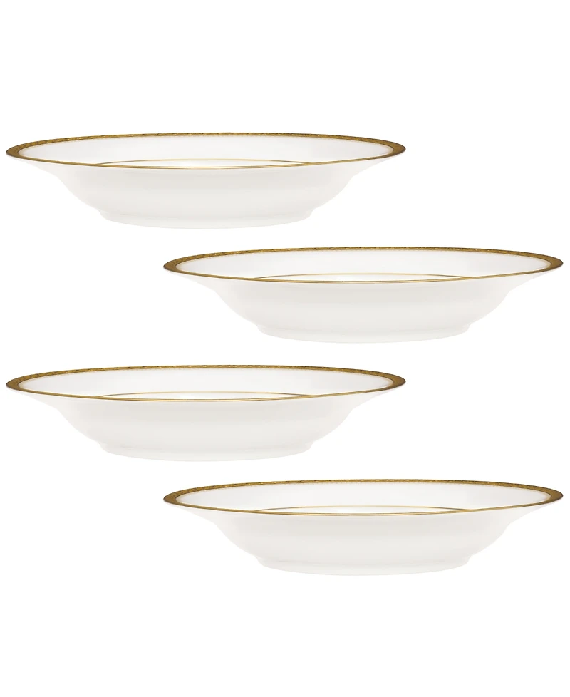 Noritake Charlotta Gold Set of 4 Rim Soup Bowls, Service For 4