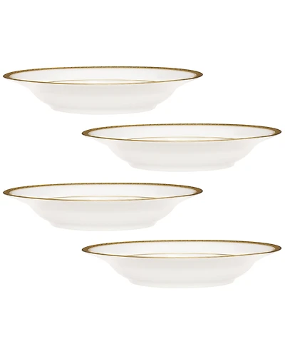 Noritake Charlotta Gold Set of 4 Rim Soup Bowls, Service For 4