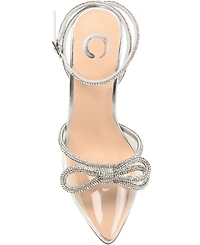 Journee Collection Women's Gracia Vinyl Rhinestone Stilettos