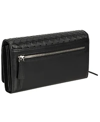 Mancini Women's Basket Weave Collection Rfid Secure Clutch Wallet