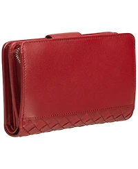 Mancini Women's Basket Weave Collection Rfid Secure Mini Clutch Wallet