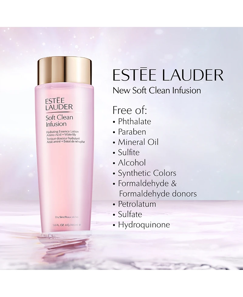 Soft Clean Infusion Hydrating Skin Essence Face Lotion Toner with Amino Acid + Waterlily, 13.5 fl oz.