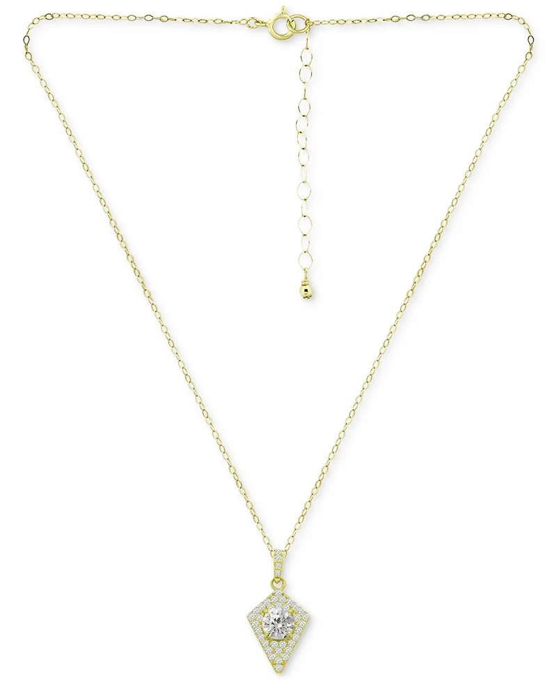 Giani Bernini Cubic Zirconia Kite Cluster Pendant Necklace, 16" + 2" extender, Created for Macy's