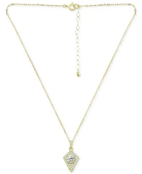 Giani Bernini Cubic Zirconia Kite Cluster Pendant Necklace, 16" + 2" extender, Created for Macy's