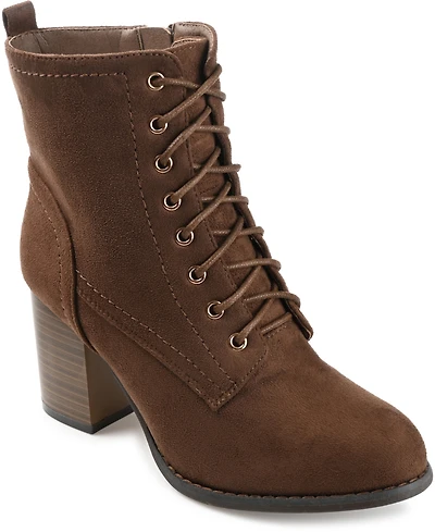 Journee Collection Women's Baylor Lace Up Stacked Heel Booties