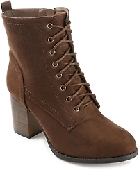 Journee Collection Women's Baylor Lace Up Stacked Heel Booties