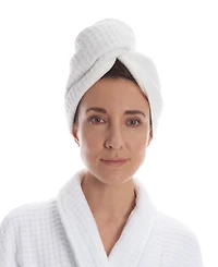 Uchino Waffle Twist Cotton Hair Towel, 10" x 26"