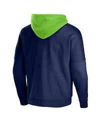 Men's Nfl X Staple Navy Seattle Seahawks Oversized Gridiron Vintage-Like Wash Pullover Hoodie