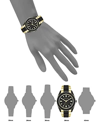 Anne Klein Women's Three-Hand Quartz Gold-Tone and Black Solar Oceanwork Plastic Bracelet Watch, 38.5mm