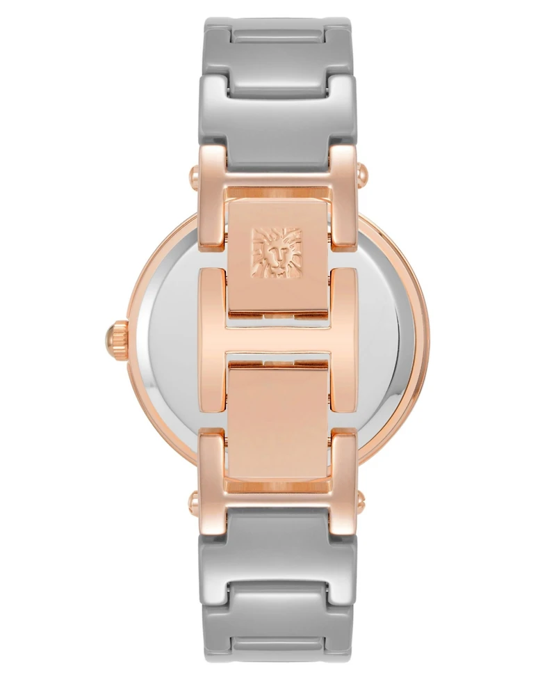 Anne Klein Women's Three-Hand Quartz Taupe Ceramic Link Bracelet Watch, 33mm
