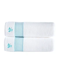 B by Brooks Brothers Rope Stripe Border 2 Piece Turkish Cotton Bath Sheet Set