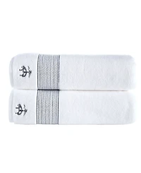 Brooks Brothers Rope Stripe Border 2 Piece Turkish Cotton Bath Sheet Set