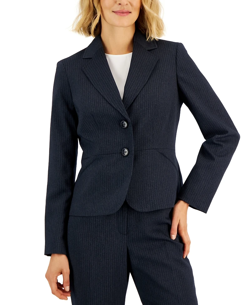 Le Suit Women's Two-Button Pinstriped Pantsuit Set
