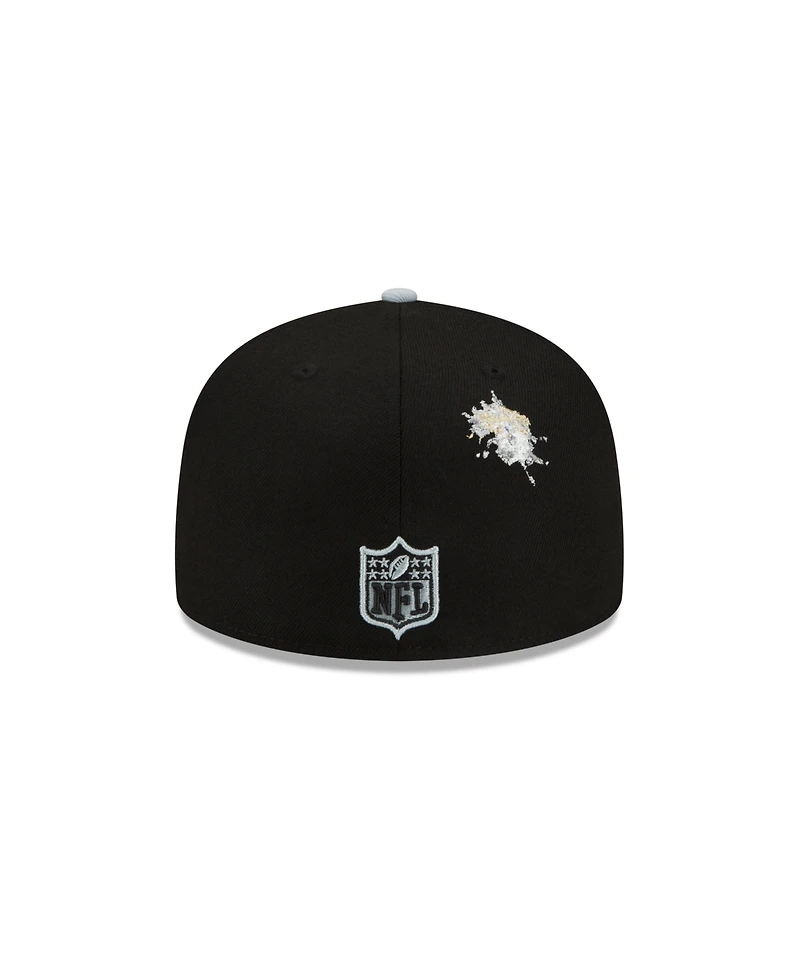 Men's New Era X Staple Black, Gray Las Vegas Raiders Pigeon 59Fifty Fitted Hat
