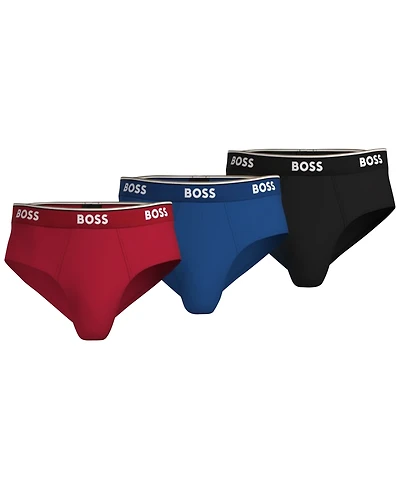 Boss by Hugo Men's 3-Pack Power Stretch Assorted Color Solid Briefs