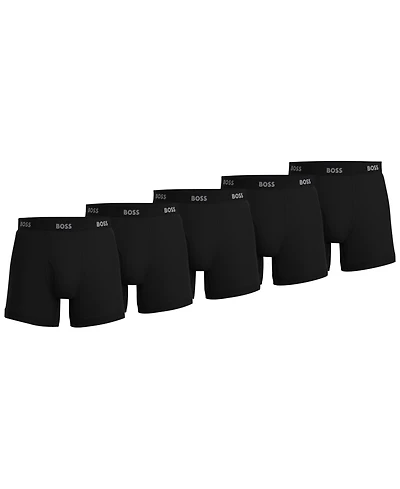 Boss by Hugo Men's 5-Pack Authentic Solid Boxer Briefs