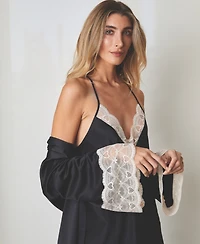 Flora by Nikrooz Kit Heart Lace Matte Charmeuse Wrap Robe