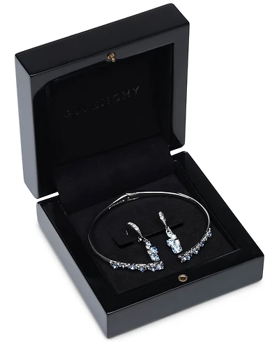 Givenchy Silver-Tone 2-Pc. Set Stone Scatter Cluster Cuff Bangle Bracelet & Matching Drop Earrings