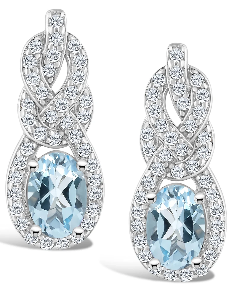 Macy's Topaz (3/4 ct. t.w.) Halo Drop Earrings Sterling Silver