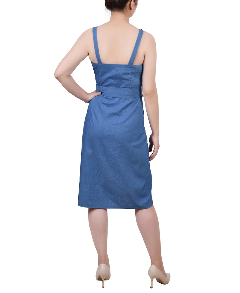 Ny Collection Petite Sweetheart Neck Chambray Sundress