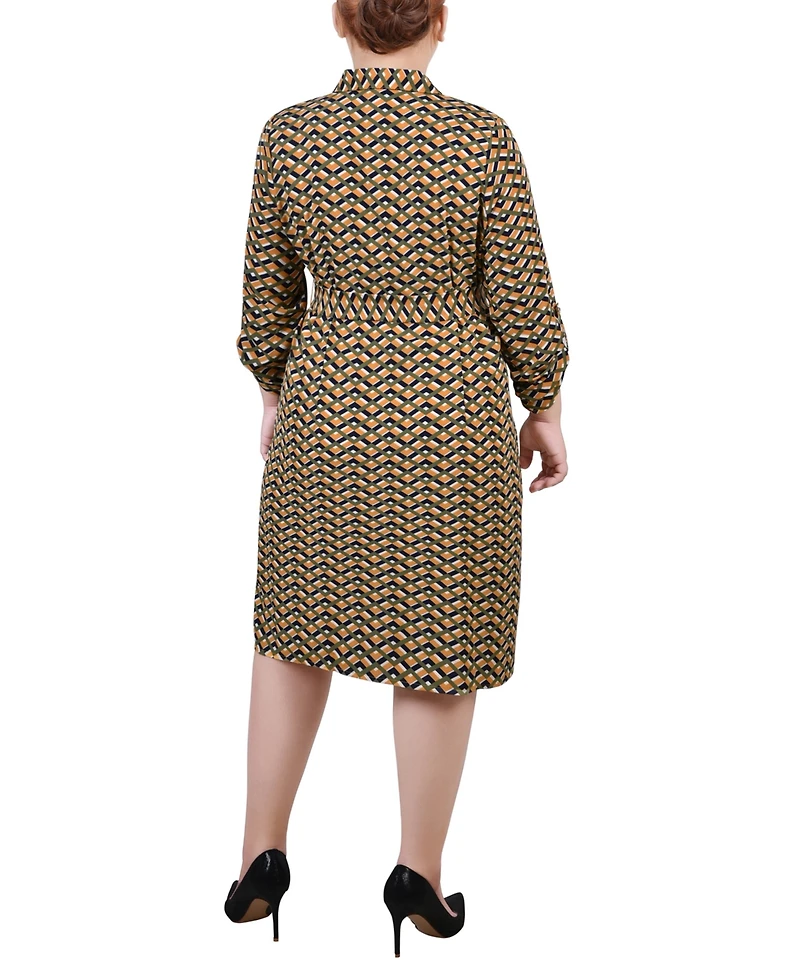Ny Collection Plus Printed Shirt Dress