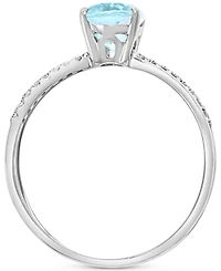 Lali Jewels Aquamarine (1-1/10 ct. t.w.) & Diamond (1/20 ct. t.w.) Crisscross Ring in 14k White Gold