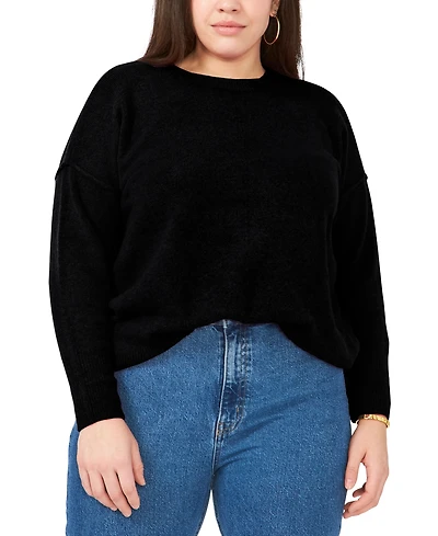 Vince Camuto Plus Size Cozy Crewneck Long-Sleeve Extend-Shoulder Sweater