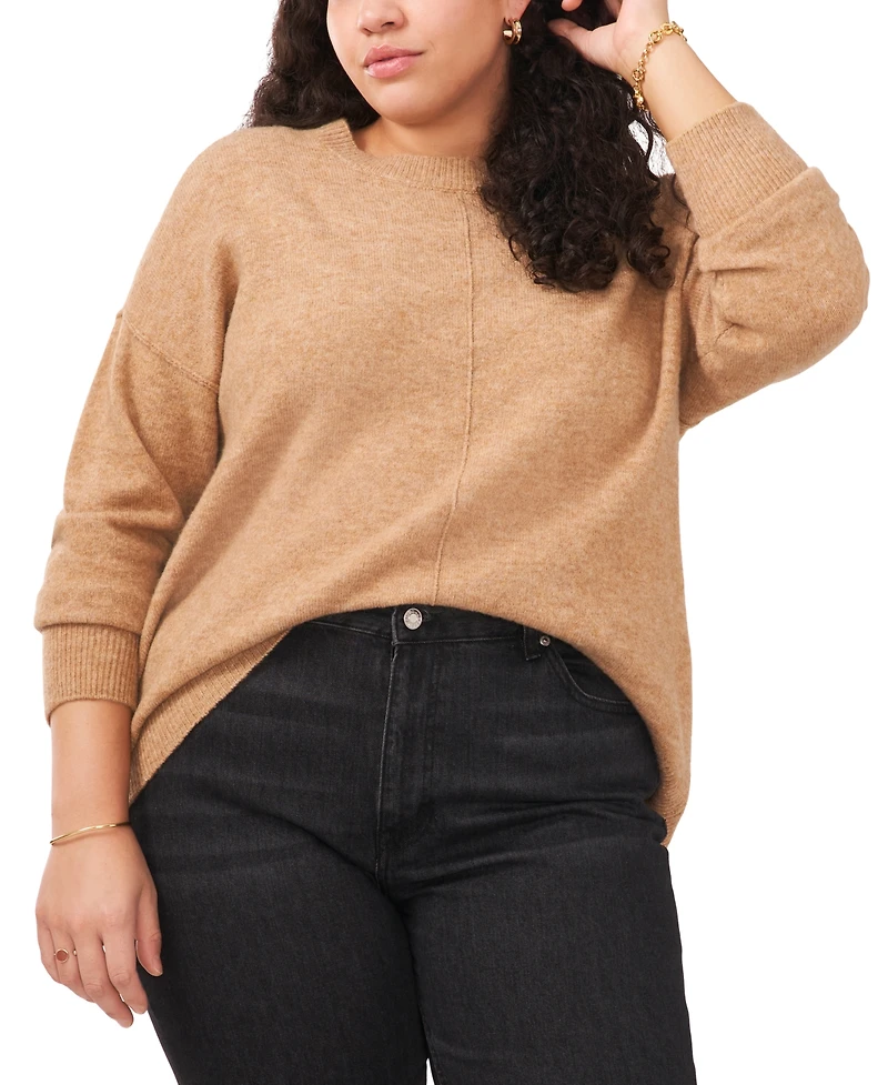 Vince Camuto Plus Size Cozy Crewneck Long-Sleeve Extend-Shoulder Sweater