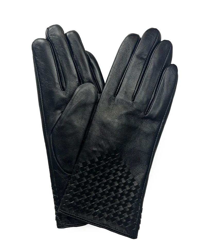 Marcus Adler Women's Woven Genuine Leather Touchscreen Glove