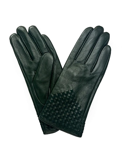 Marcus Adler Women's Woven Genuine Leather Touchscreen Glove