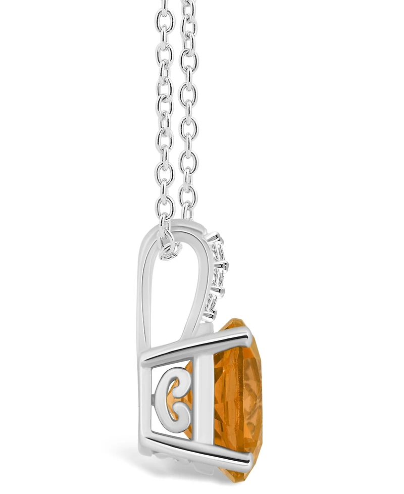 Macy's Women's Citrine (1-/ ct.t.w.) and Diamond Accent Pendant Necklace in Sterling Silver