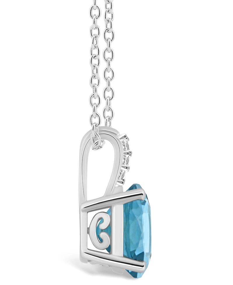 Macy's Women's London Blue Topaz (-/ ct.t.w.) and Diamond Accent Pendant Necklace in Sterling Silver
