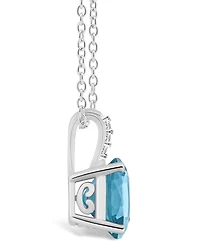 Macy's Women's London Blue Topaz (-/ ct.t.w.) and Diamond Accent Pendant Necklace in Sterling Silver