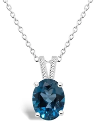 Macy's Women's London Blue Topaz (-/ ct.t.w.) and Diamond Accent Pendant Necklace in Sterling Silver