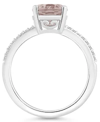 Macy's Women's Rose Quartz (2-1/2 ct.t.w.) and Diamond (1/10 Ring Sterling Silver