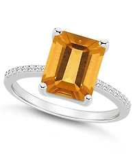 Macy's Women's Citrine (3-1/6 ct.t.w.) and Diamond (1/10 Ring Sterling Silver
