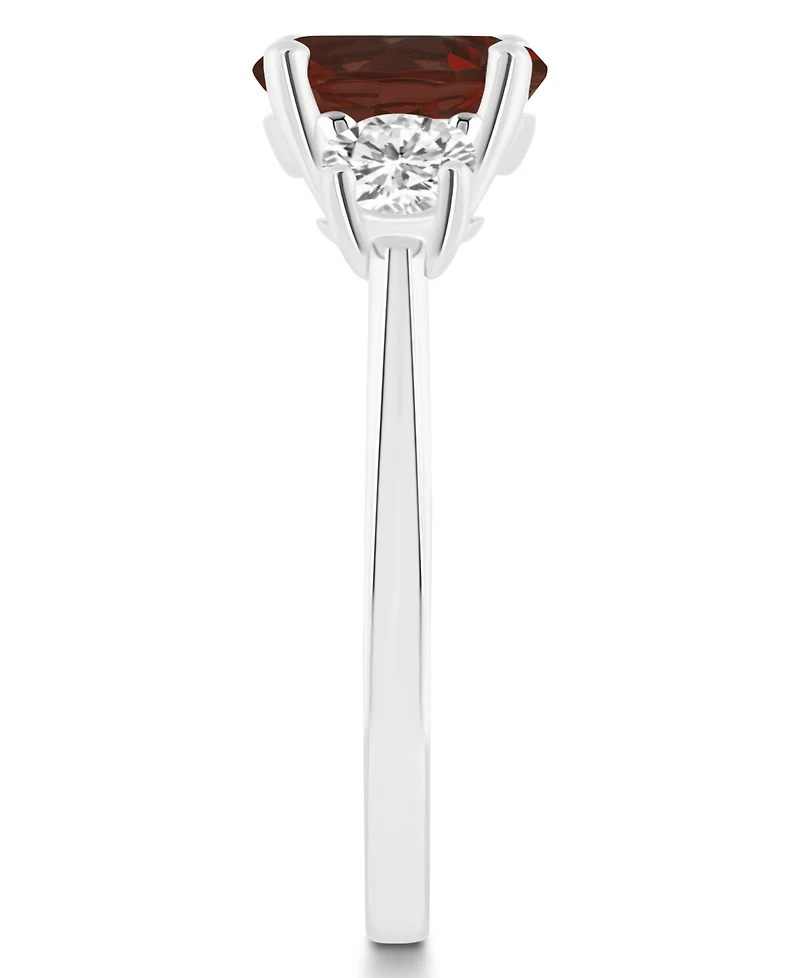 Macy's Women's Garnet (2-1/2 ct.t.w.) and White Topaz (2/3 3-Stone Ring Sterling Silver