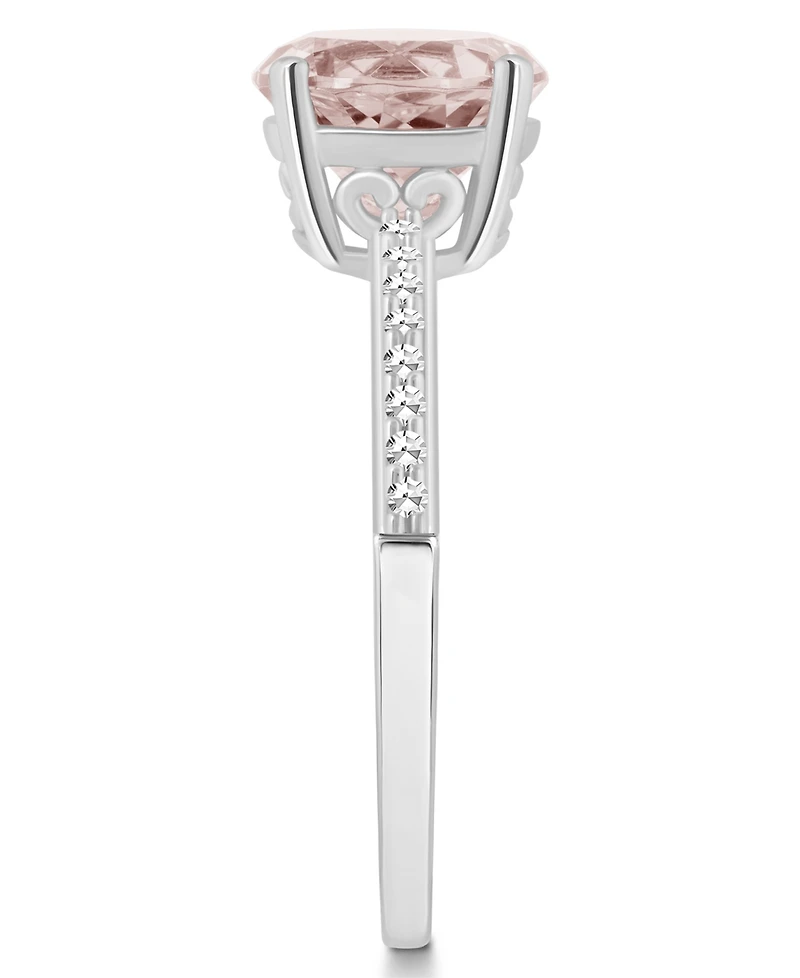 Macy's Women's Rose Quartz (1-/ ct.t.w.) and Diamond (1/10 Ring Sterling Silver