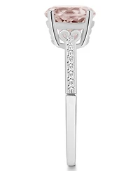 Macy's Women's Rose Quartz (1-/ ct.t.w.) and Diamond (1/10 Ring Sterling Silver