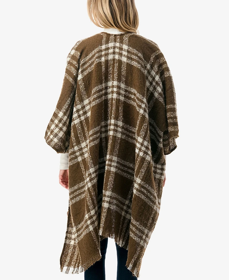 Marcus Adler Women's Plaid Poncho