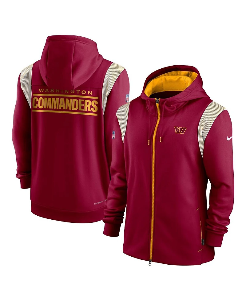 Men's Nike Burgundy Washington Commanders Performance Sideline Lockup Full-Zip Hoodie