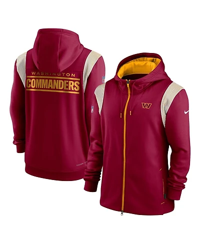 Men's Nike Burgundy Washington Commanders Performance Sideline Lockup Full-Zip Hoodie
