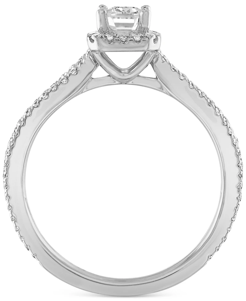 Alethea Certified Diamond Emerald-Cut Engagement Ring (7/8 ct. t.w.) in 14k White Gold featuring diamonds with the De Beers Code of Origin, Created fo