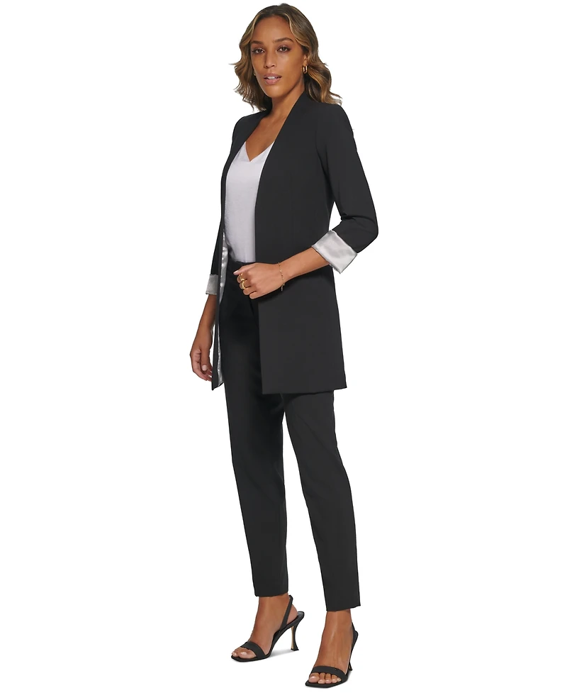 Calvin Klein Women's Roll Sleeve Open Front Blazer, Regular and Petite