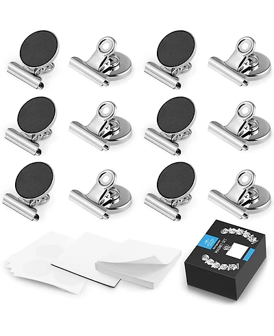 Set of 12 Strong Magnetic Clips for Whiteboard & Refrigerator with Notepad