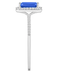 Macy's Lab-Grown Sapphire (2 ct. t.w.) and White (1/4 Halo Ring 10K Gold
