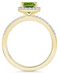Macy's Peridot (1-1/3 ct. t.w.) and Lab-Grown Sapphire (1/5 Halo Ring 10K Yellow Gold