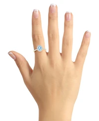 Lab-Grown Spinel Aquamarine (1-1/4 ct. t.w.) and Sapphire (1/5 Halo Ring 10K Gold